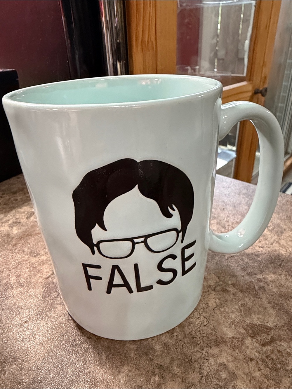 FALSE Graphic Ceramic Mug in Light Mint